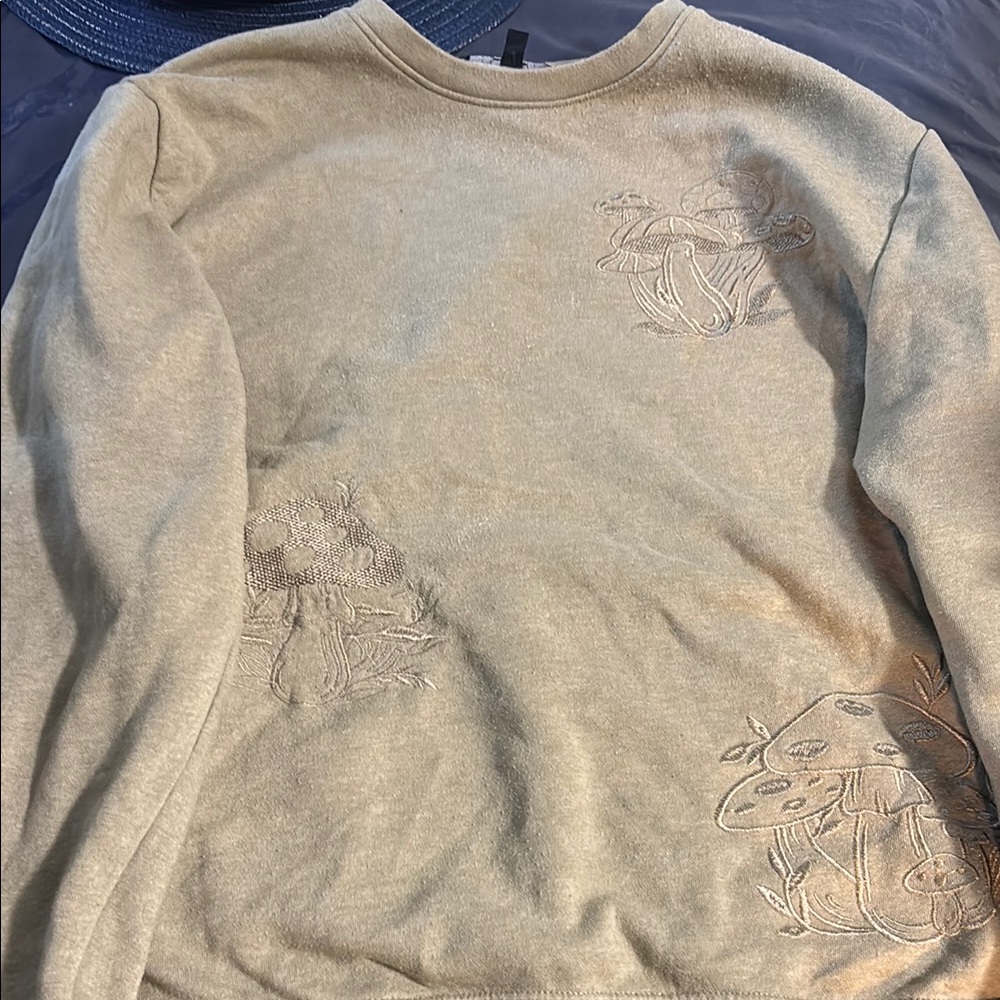 Cream Crewneck Sweater with Embroidered Details